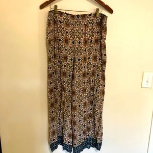 Boho Multicolor Palazzo Wide legs Mid Rise Pants Size Large